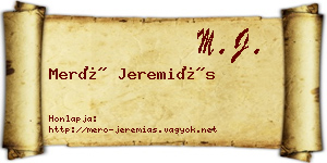 Merő Jeremiás névjegykártya